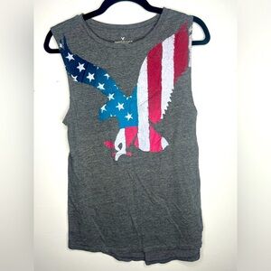 American Eagle USA Flag Eagle oversized Tank Small gym sleeveless 4th of July